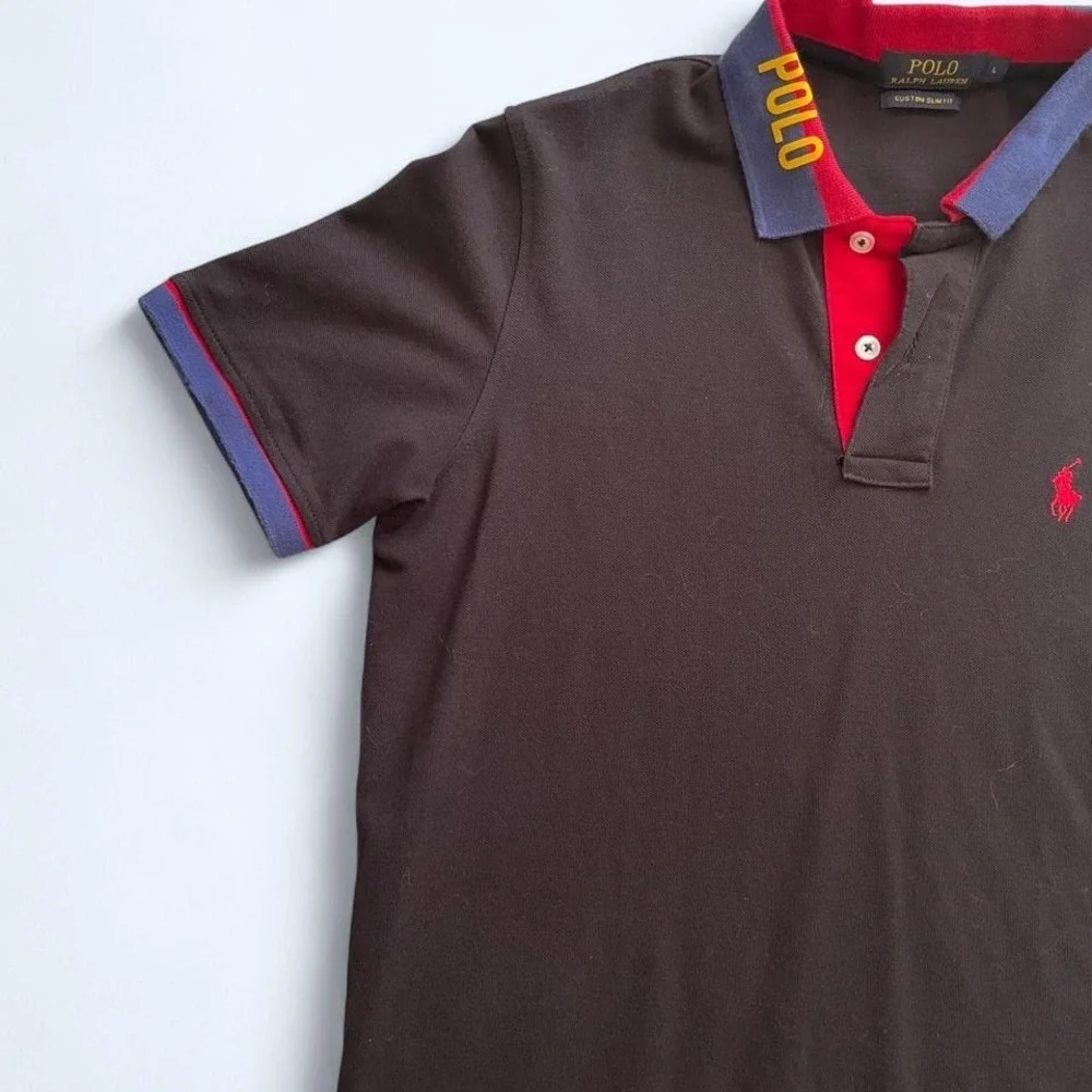 Black polo red collar shirt size L by Polo Ralph Lauren - Picture 5 of 7